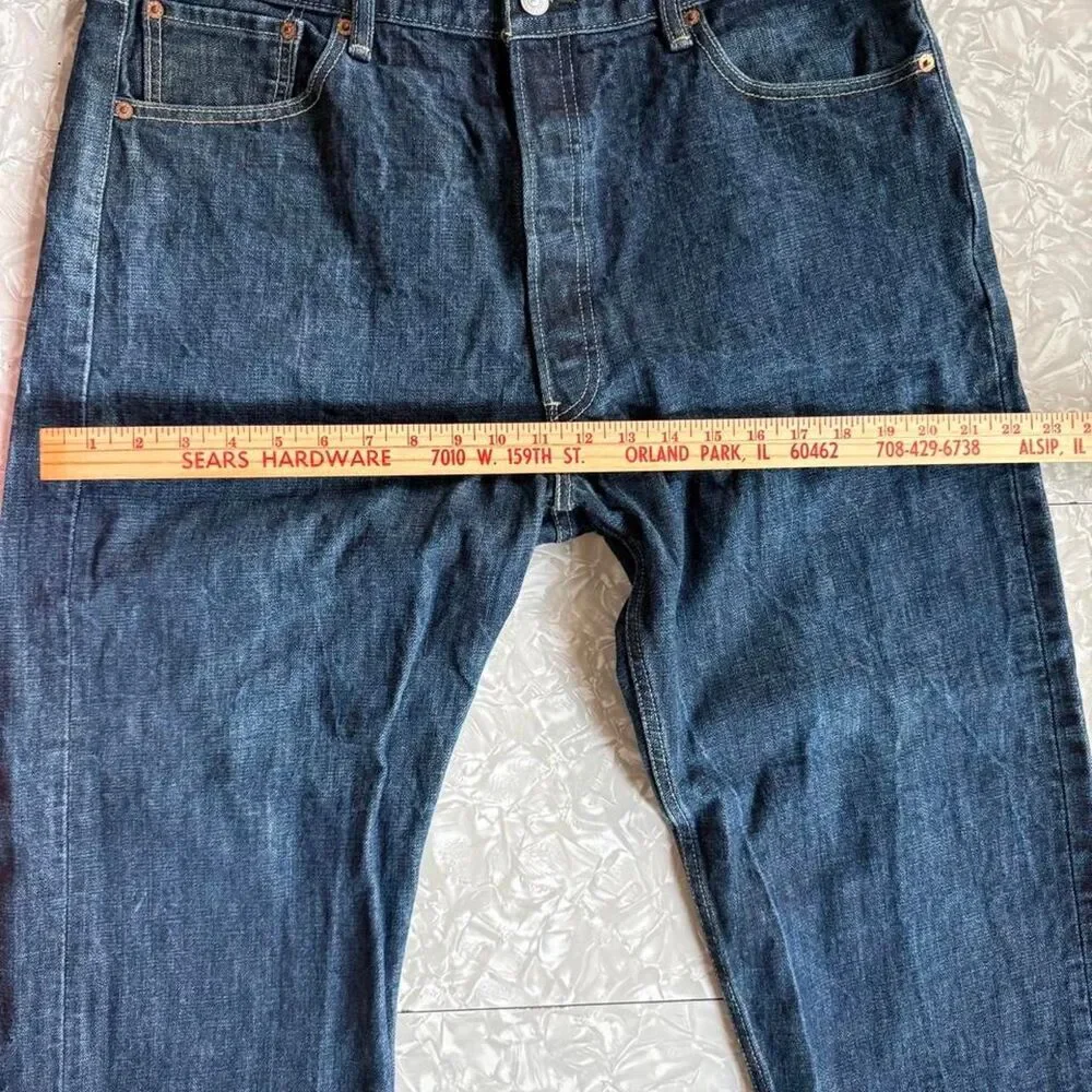 Y2K Levi's 501xx Jeans 35” slubby denim button fly dark wash
